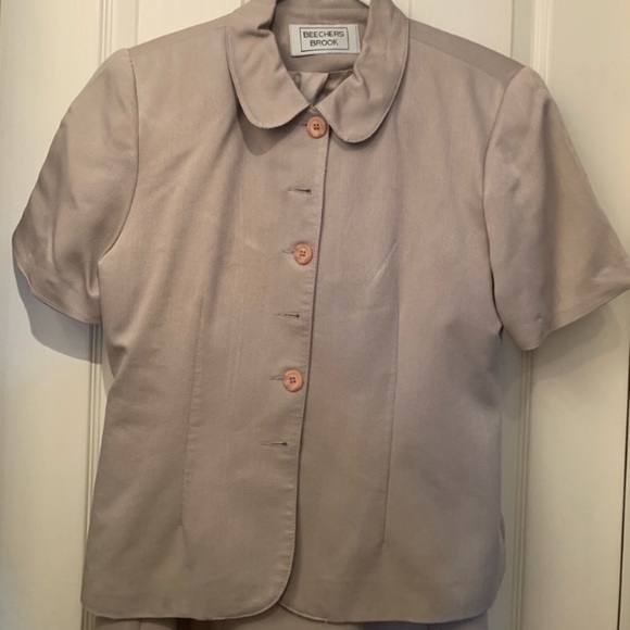 Beechers Brook beige short sleeve blazer & long button up skirt - size 10 - Picture 2 of 9